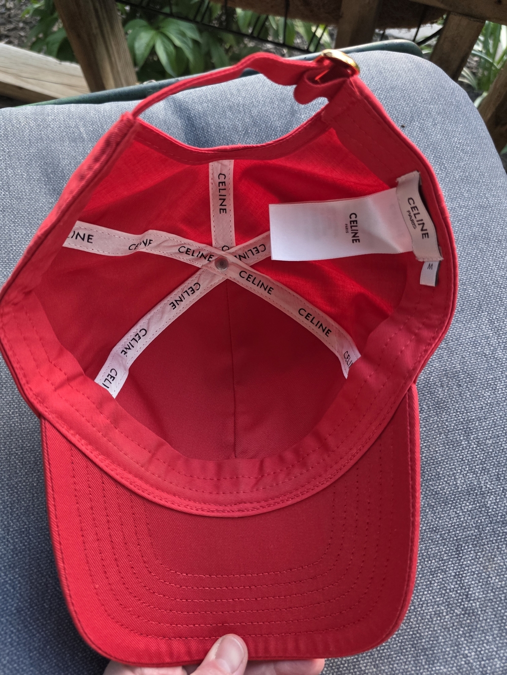 Celine Red Baseball Cap with White Logo - Picture 3 of 5